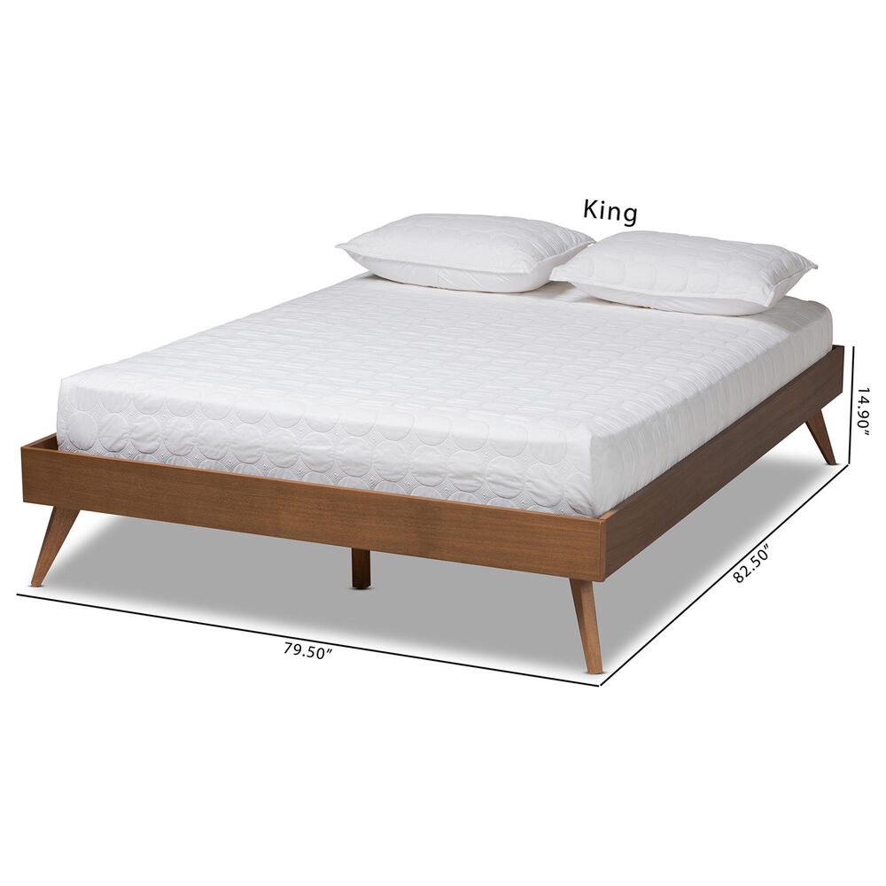 Baxton Studio Lissette Full Platform Bed Frame in Walnut Brown, , large