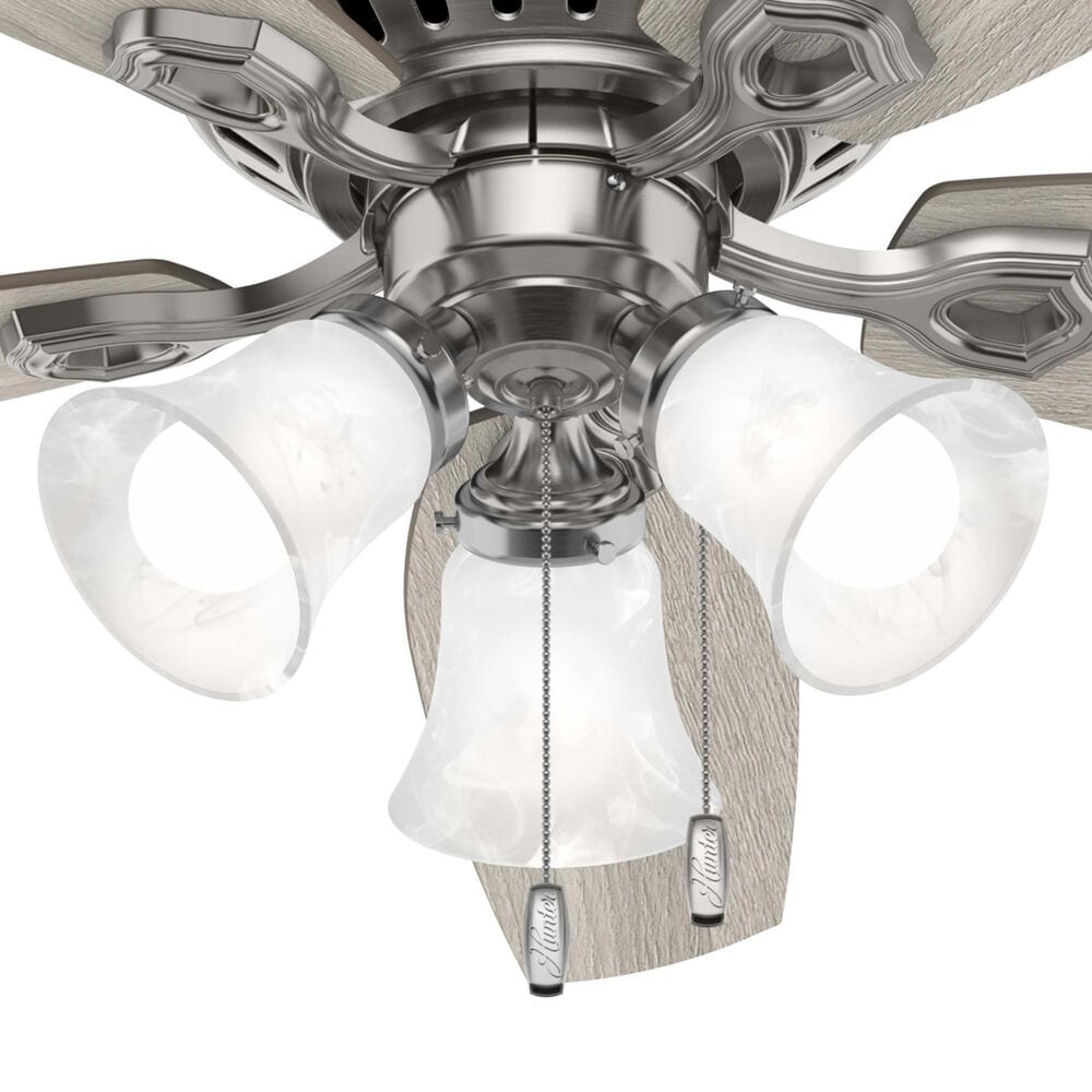 Hunter Builder Low Profile 52&quot; Ceiling Fan with Lights in Brushed Nickel, , large