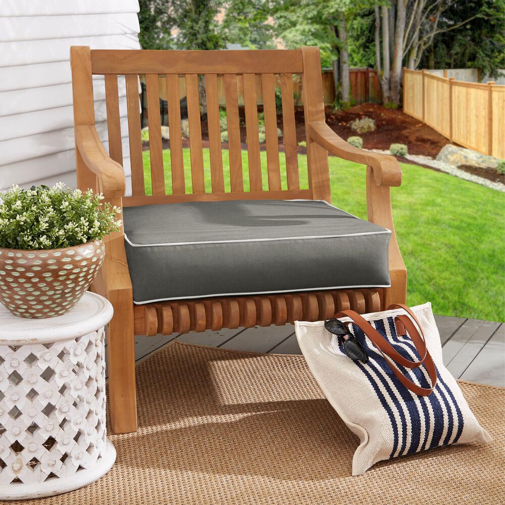 Sorra Home Sunbrella 22.5" Deep Seating Cushion in Canvas Charcoal with White Accents, , large
