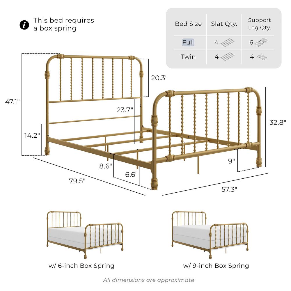 Furniture of America Wren Full Spindle Kids Bed in Gold, , large