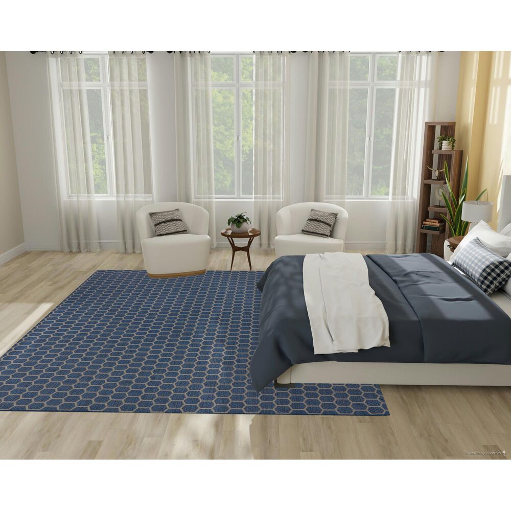 Nourison Twist Reversible 8&#39; x 10&#39; Blue Indoor/Outdoor Area Rug, , large
