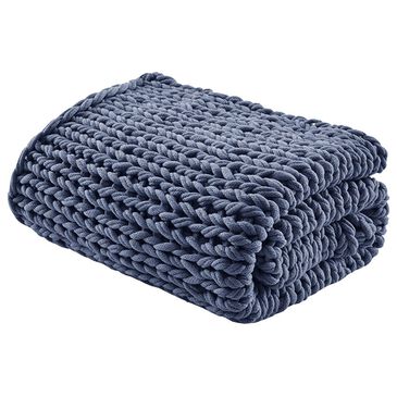Hampton Park Chunky Double Knit Handmade Throw in Indigo, , large