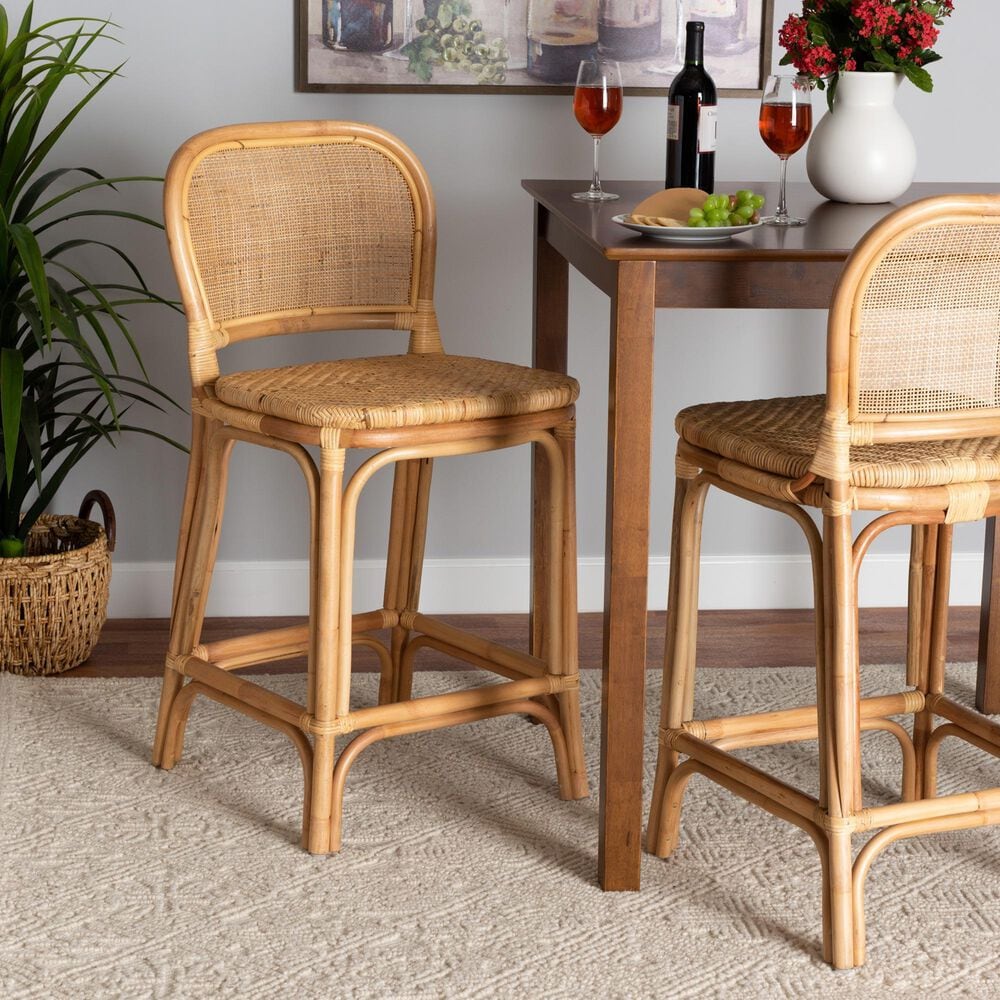 Baxton Studio Adrena Counter Stool in Natural Brown, , large