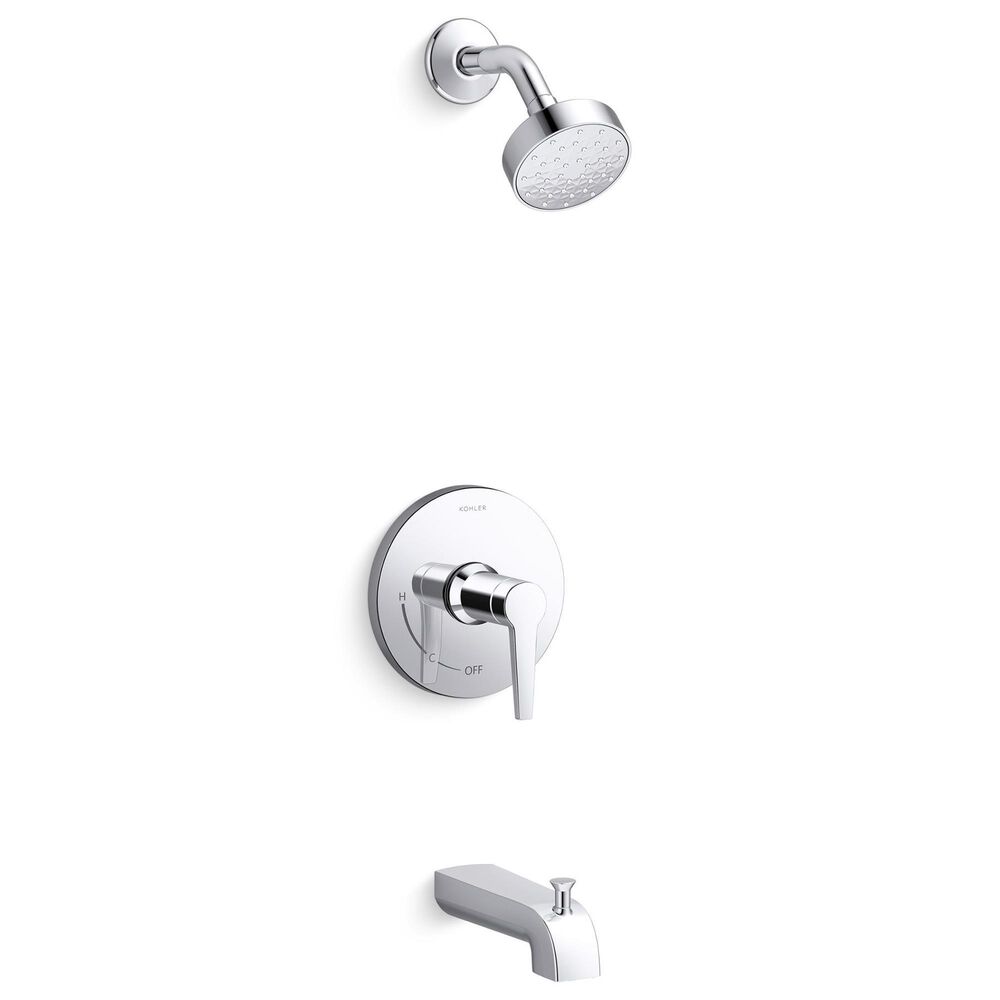 Kohler Pitch Rite-Temp Bath and Shower Faucet Trim Kit in Polished Chrome, , large