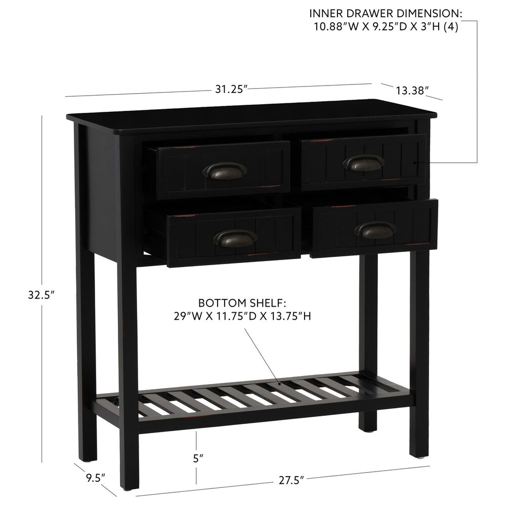 Linon Home Decor Blume 4-Drawer Console in Antique Black, , large