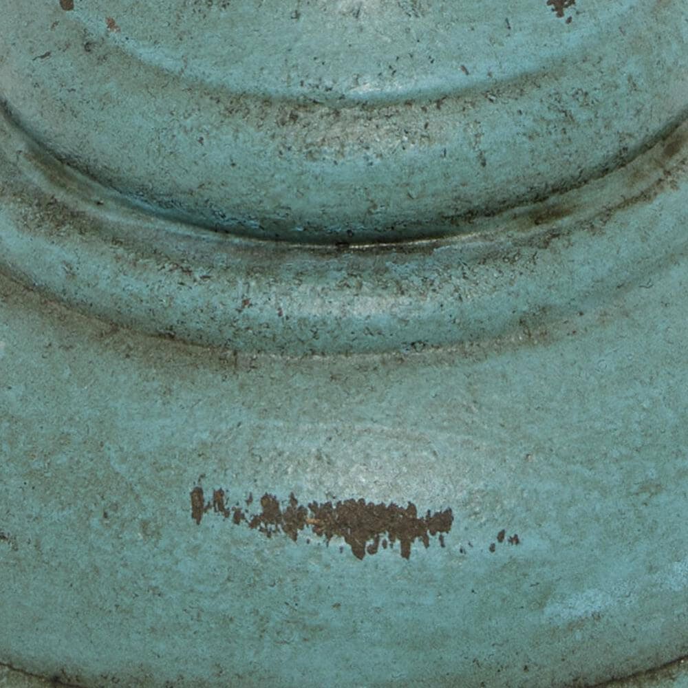 Maple and Jade Turned Pillar Decorative Candle Holder in Distressed Teal and Brown &#40;Set of 3&#41;, , large