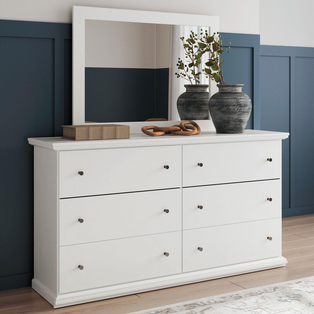 Ashley Bostwick Shoals 6-Drawer Dresser and Mirror in White, , large