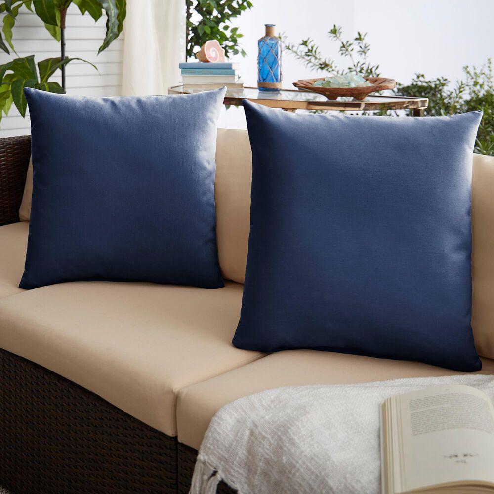 Sorra Home Sunbrella 22" Pillow in Canvas Navy (Set of 2), , large