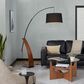 LumiSource Robyn Mid-Century Modern Floor Lamp in Walnut Wood and Black Linen Shade by LumiSource, , large