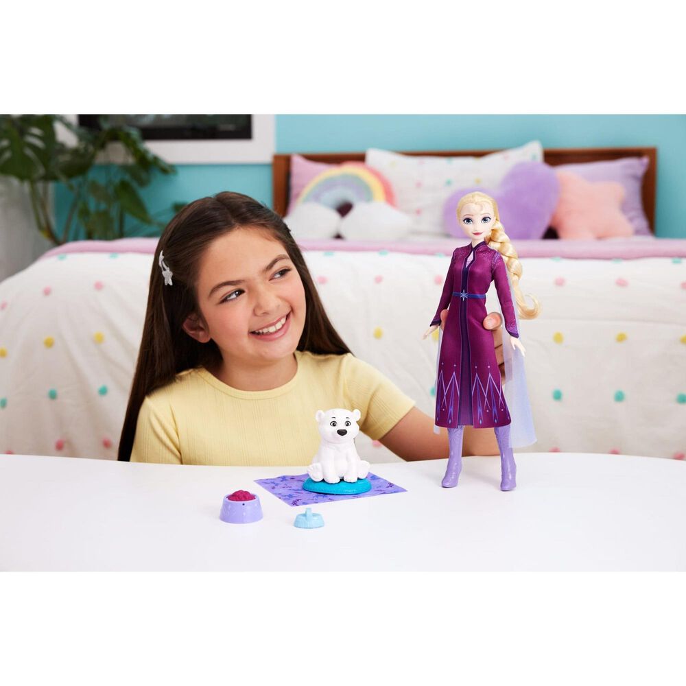 Disney Frozen Elsa Fashion Doll and Polar Bear Cub Figure with 4 Nurturing Accessories in Multicolor, , large