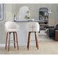LumiSource Dahlia Swivel Bar Stool with Cream Fabric Upholstery in Walnut and Chrome (Set of 2), , large
