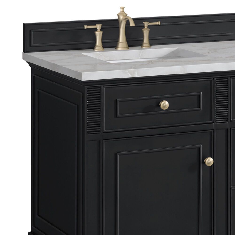 James Martin Vanities Lorelai 60" Double Bathroom Vanity in Black Onyx with 3 cm Eternal Jasmine Pearl Silestone Top, Rectangular Sinks and FreePower Wireless Charger, , large