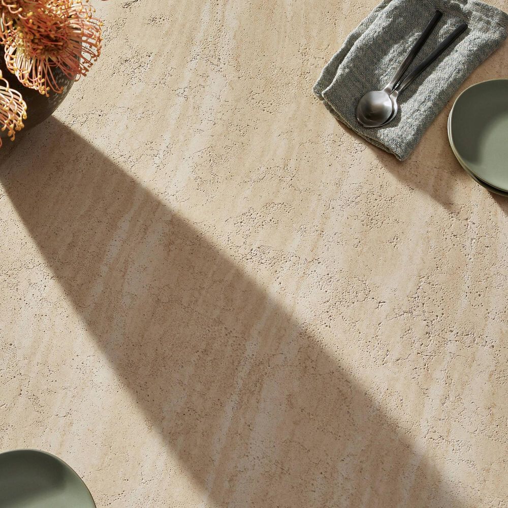 Four Hands Janice 48&quot; Round Pedestal Dining Table in Faux Travertine , , large
