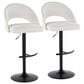 LumiSource Renee Adjustable Swivel Bar Stool with Cream Fabric Upholstery in Black (Set of 2), , large