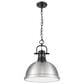 Golden Lighting Duncan 1-Light Pendant with Chain and Pewter Shade in Matte Black, , large