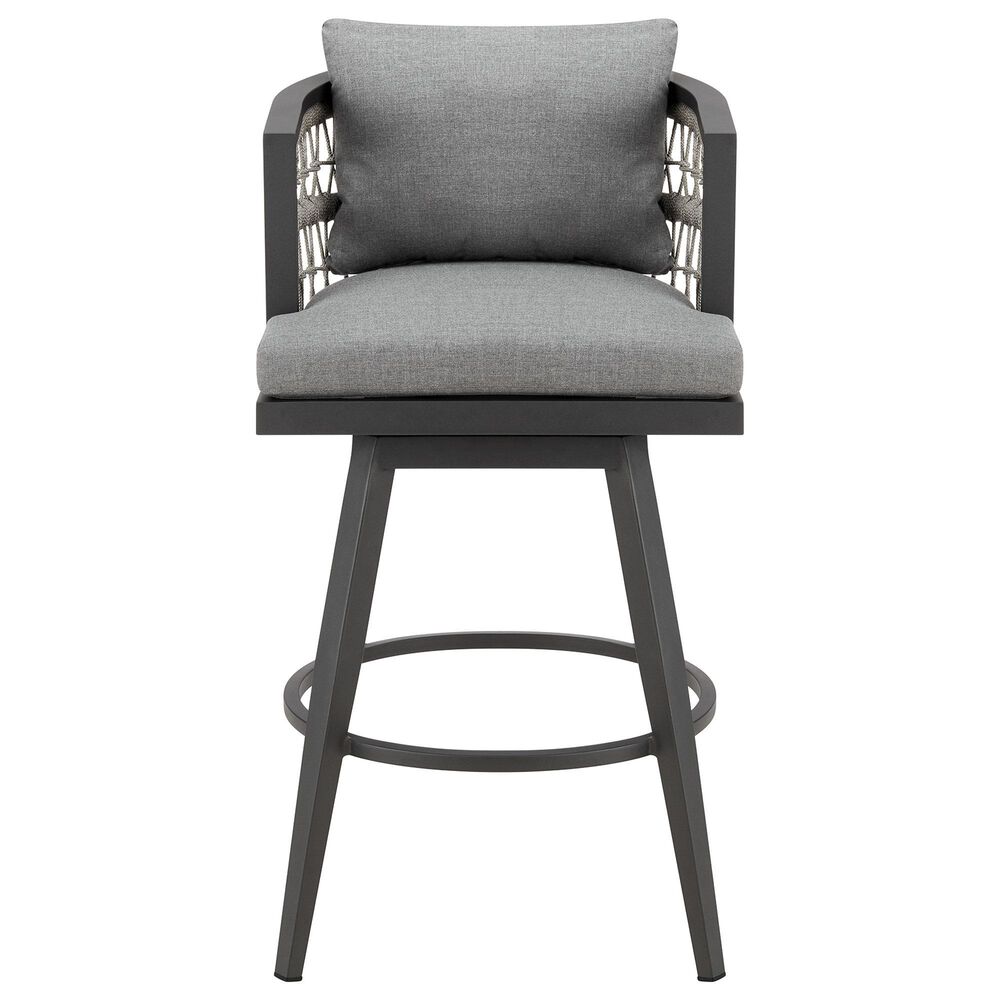 Blue River Zella Patio Swivel Bar Stool with Earl Gray Cushion in Gray, , large