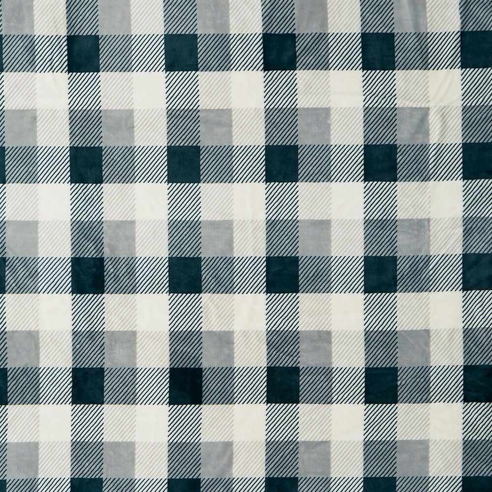 Duke Imports Flannel Sherpa Plaid Throw in Green and Grey, , large