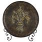 Maple and Jade Embossed Detail Fleur De Lis Decorative Charger with Stand in Brown, , large