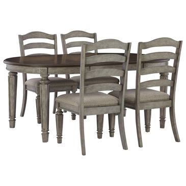 Signature Design by Ashley Lodenbay 5-Piece Oval Dinning Set in Antiqued Gray and Walnut Brown, , large