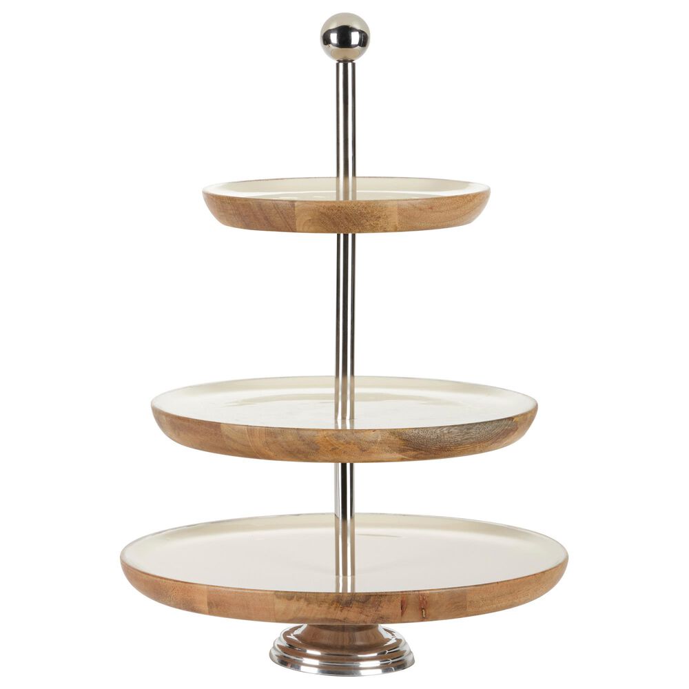 Maple and Jade Wood Tray in Brown, Silver and White, , large