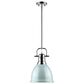 Golden Lighting Duncan 1-Light Small Pendant with Rod and Seafoam Shade in Chrome, , large