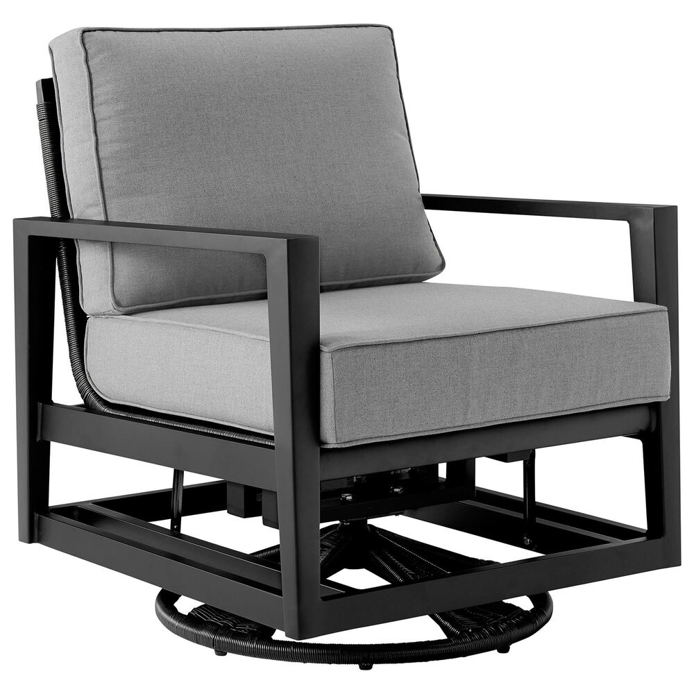 Blue River Cayman Patio Swivel Glider Chair in Black/Dark Gray, , large