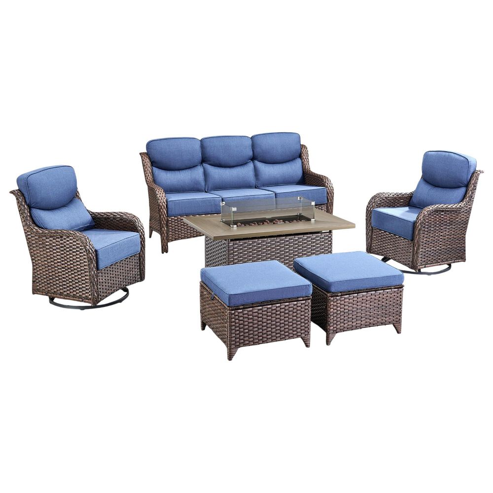 Sunwell Garden 6-Piece Fire Pit Set in Navy, , large