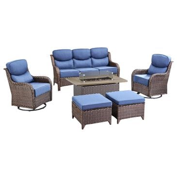 Sunwell Garden 6-Piece Fire Pit Set in Navy, , large