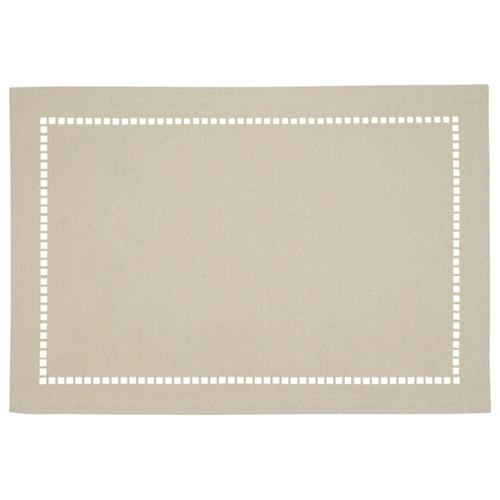 Saro 13" x 19" Laser-Cut Hemstitch Placemat in Ivory, , large
