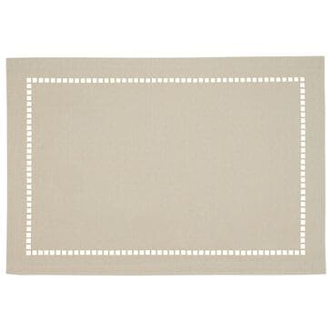 Saro 13" x 19" Laser-Cut Hemstitch Placemat in Ivory, , large