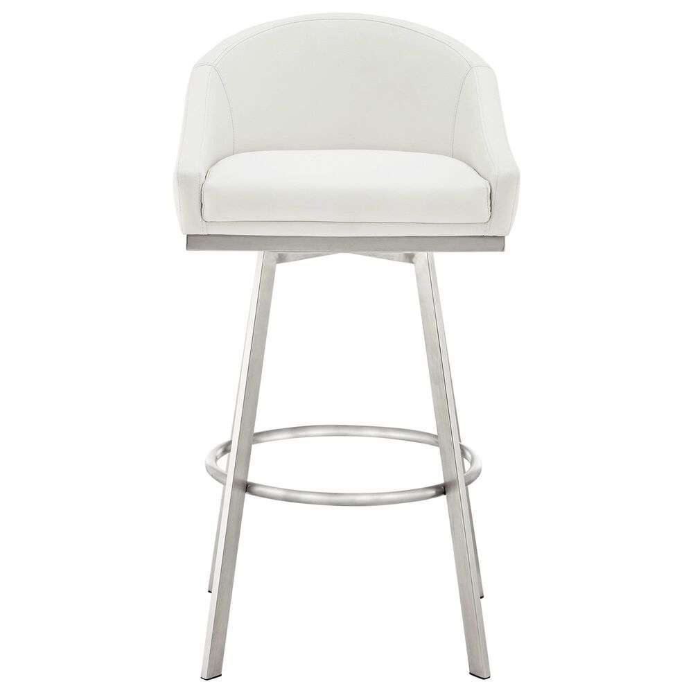Blue River Eleanor Swivel Barstool with White Cushion in Brushed Stainless Steel, , large