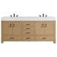 37B Alanya 72" Double Bathroom Vanity in Warm Oak with White Composite Stone Top, , large