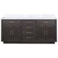 Lexora Home Abbey 72" Double Bathroom Vanity in Brown Oak with 2 cm White Carrara Marble Top and Rectangular Sinks, , large