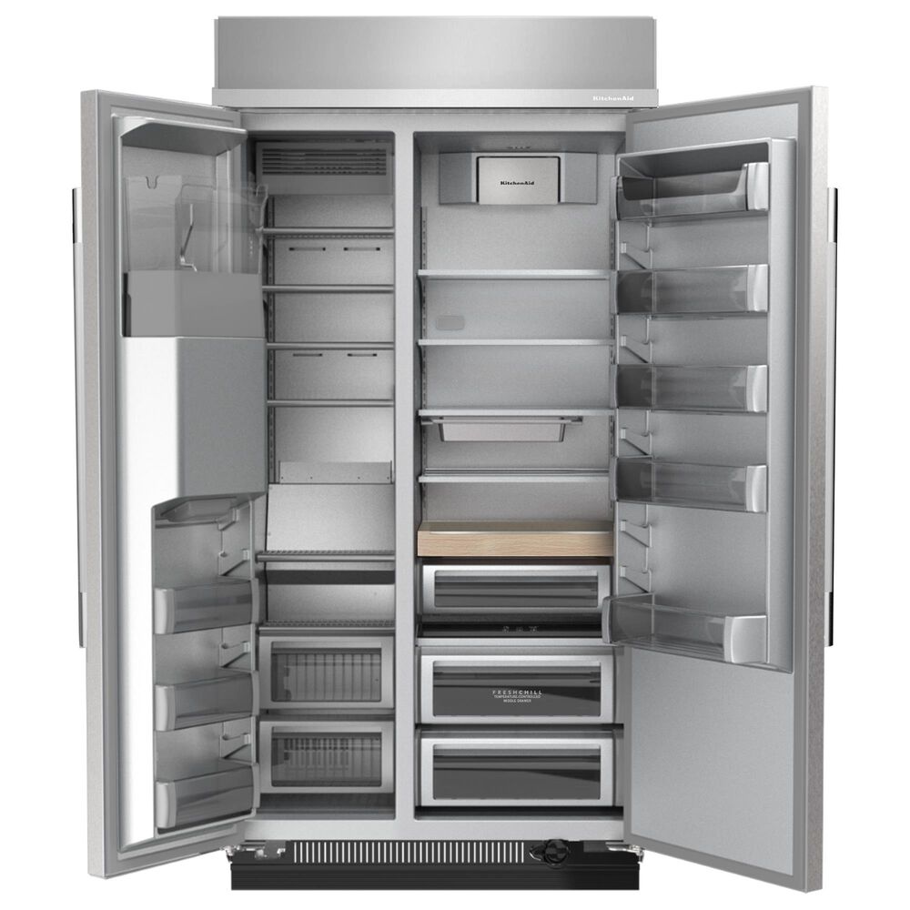 KitchenAid 20.8 Cu. Ft. Built-In Side-by-Side Refrigerator with Exterior Water and Ice Dispenser in PrintShield Stainless Steel, , large
