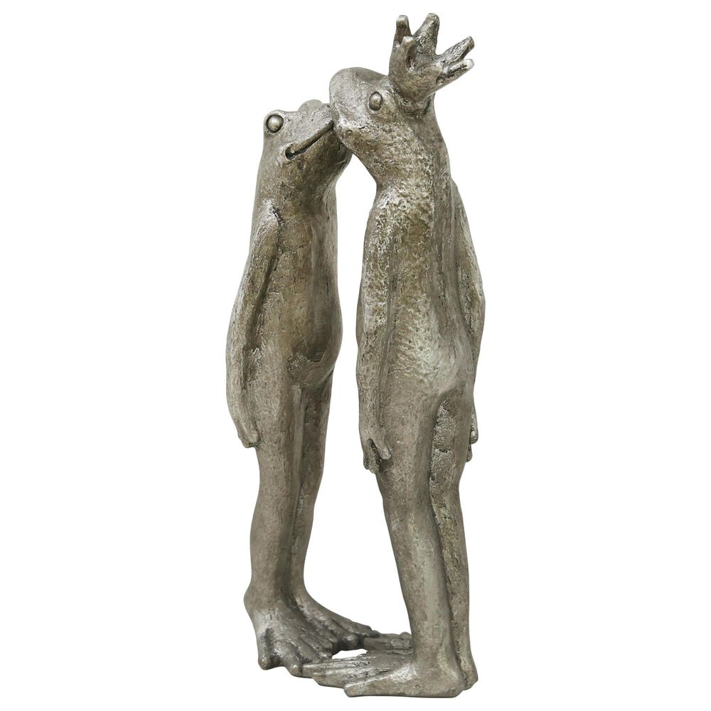 Sagebrook Home Kissing Frogs Figurine in Silver, , large