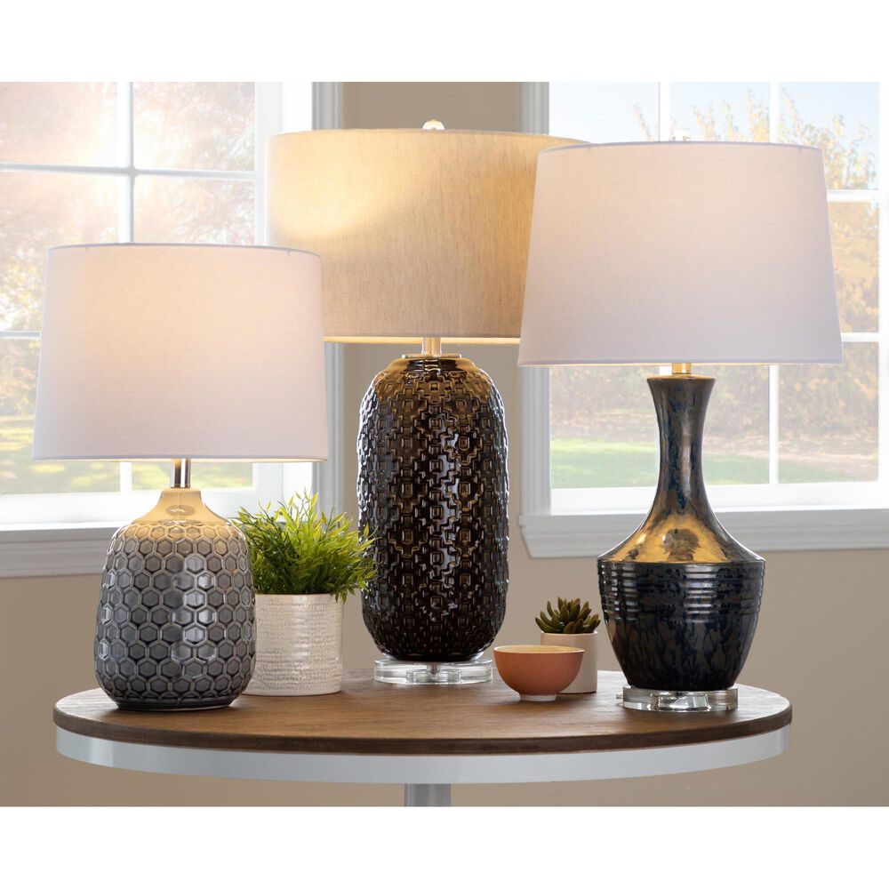 Grandview Gallery Onyx Ceramic Table Lamp in Dark Grey, Brushed Nickel and Clear, , large