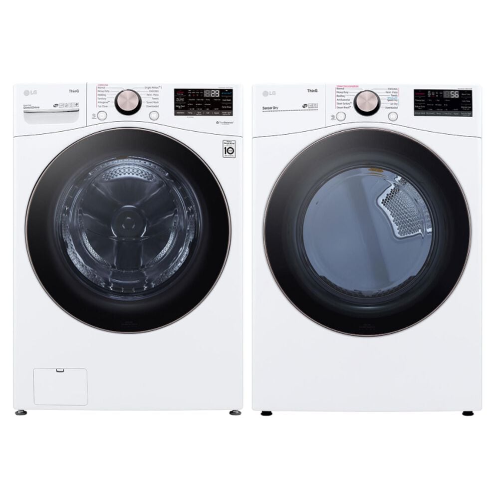 LG 4.5 Cu. Ft. Front Load Washer and 7.4 Cu. Ft. Gas Dryer with TurboWash 360 Laundry Pair in White, , large