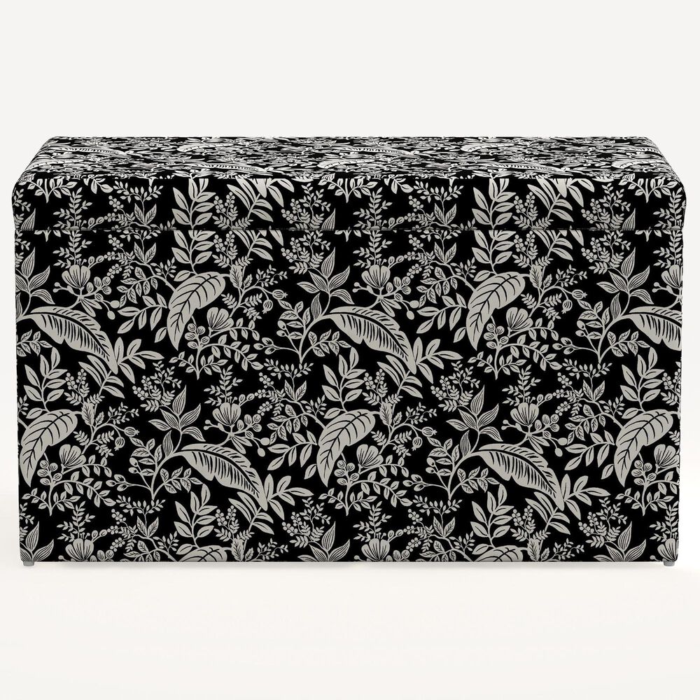 Rifle Paper Co Crafted by Cloth &amp; Company Willie Storage Bench in Canopy Black/Cream, , large