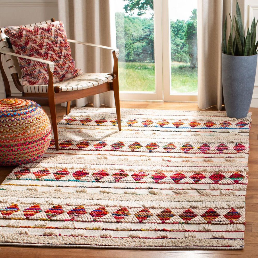 Safavieh Natura NAT657A 4&#39; x 6&#39; Ivory and Red Area Rug, , large