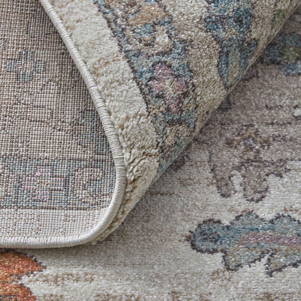 Feizy Dartmouth 39QJF 1&#39;6&quot; Square Ivory and Multicolor Area Rug, , large