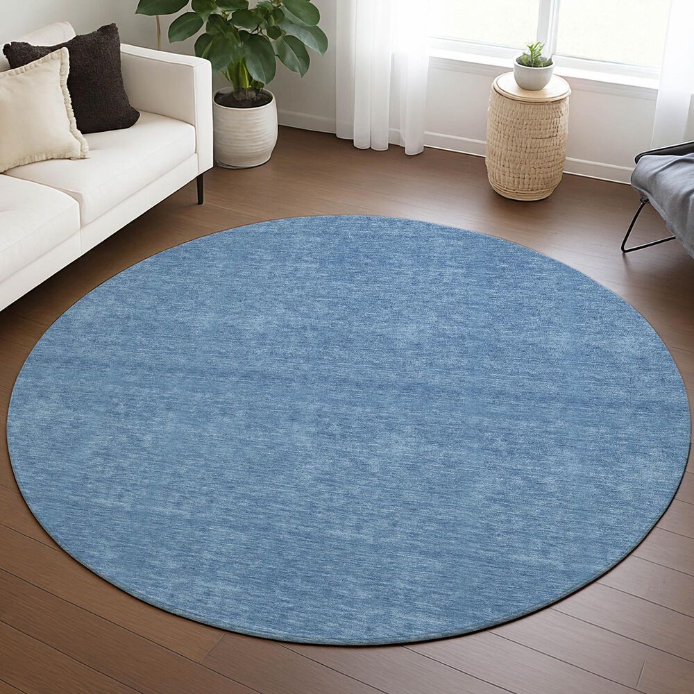 Dalyn Rug Company Soft Essentials Solid Denim 8' Round Area Rug, , large