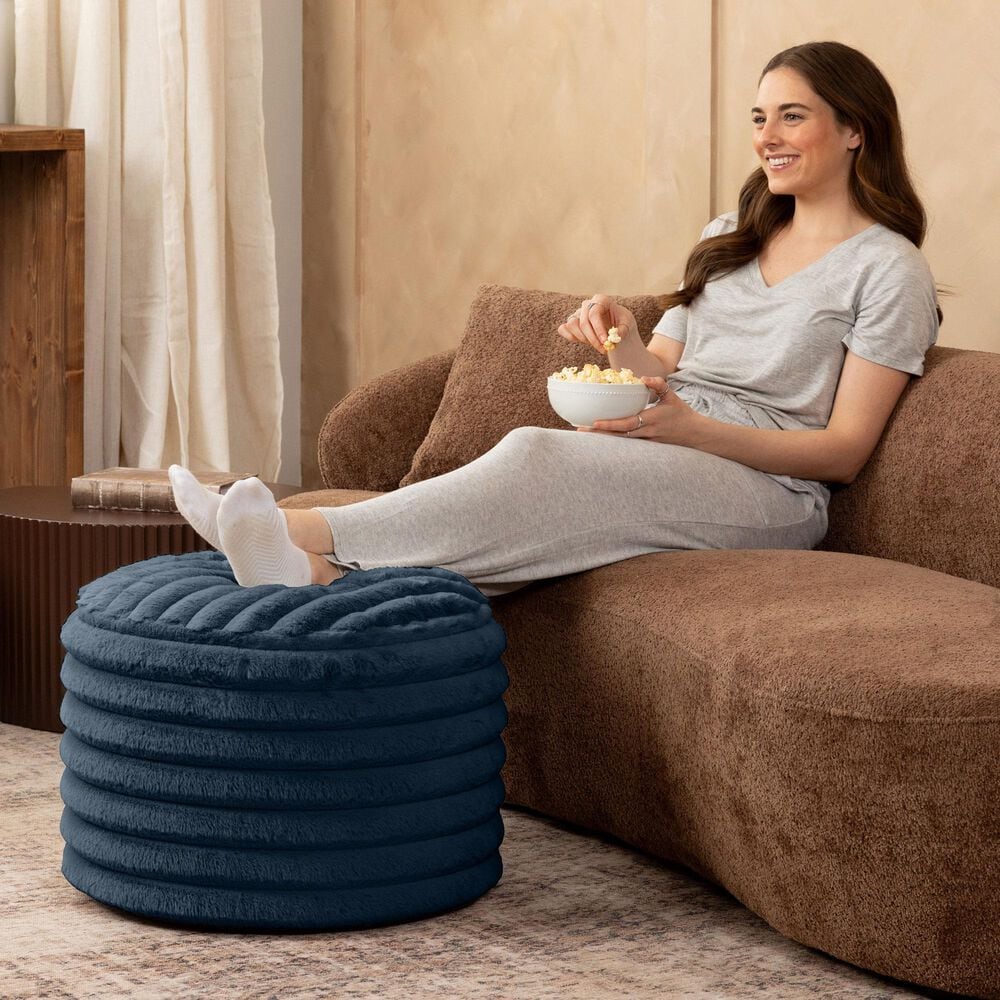 Jaxx Paran Round Ottoman in Mondo Navy, , large