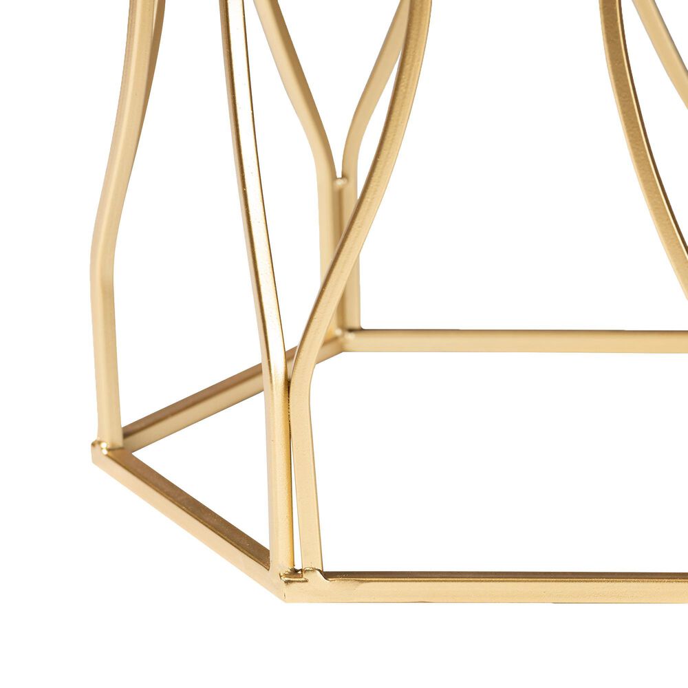 Baxton Studio Kalena End Table in White and Gold, , large