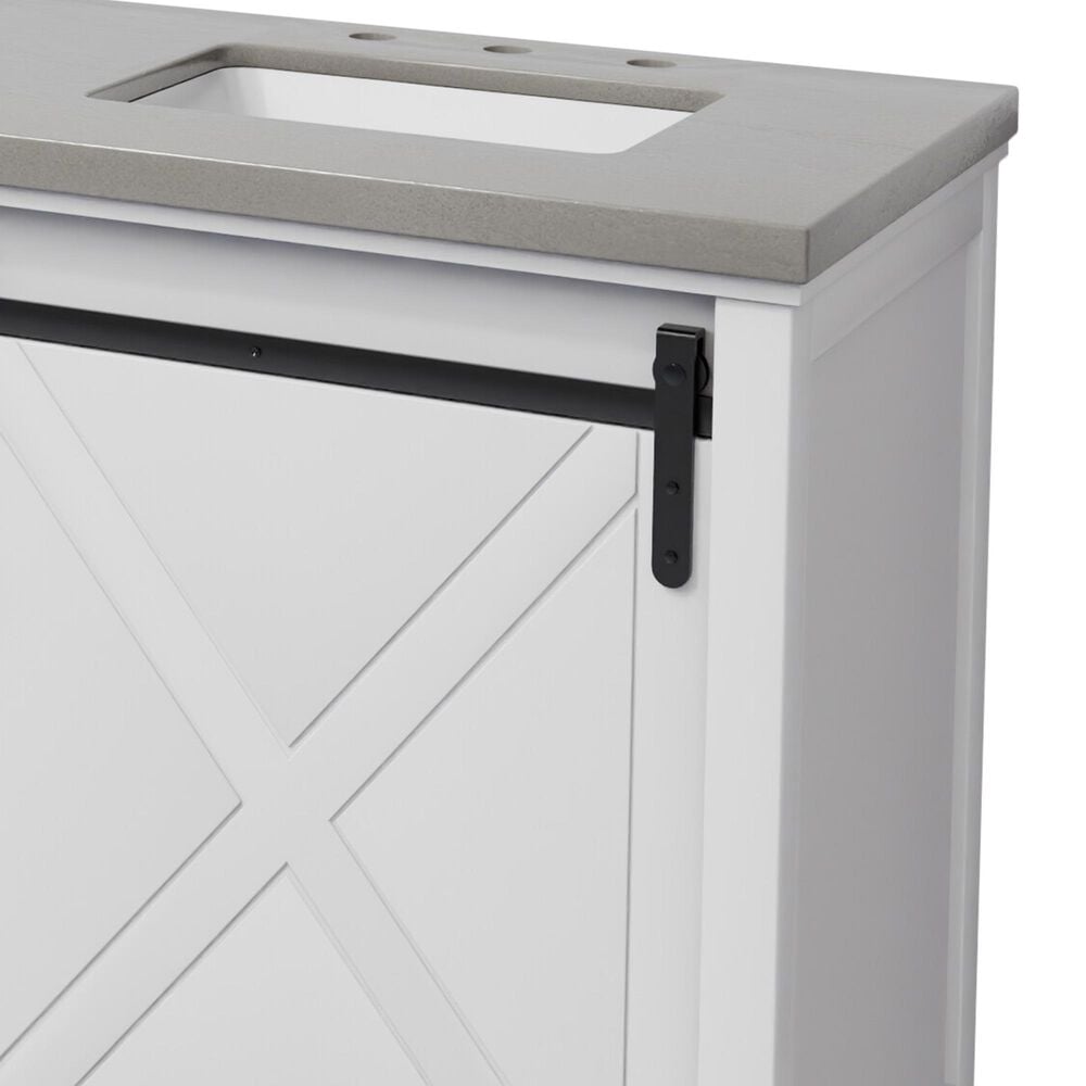 Lexora Home Marsyas 80&quot; Double Bathroom Vanity in White with Grey Quartz Top and Rectangular Sinks, , large