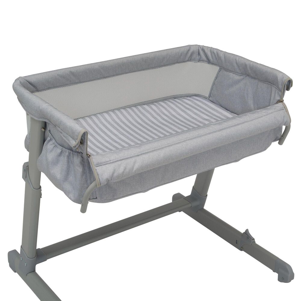 Delta Bedside Bassinet Sleeper in Grey Stripes, , large