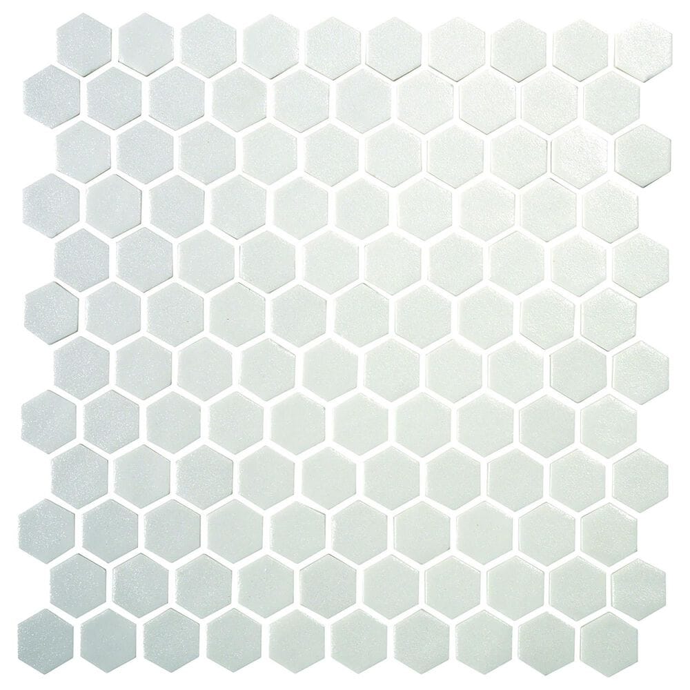 Dal-Tile Uptown Glass Matte Alabaster 1" x 1" Hexagon on 12" x 12" Glass Mosaic Sheet, , large
