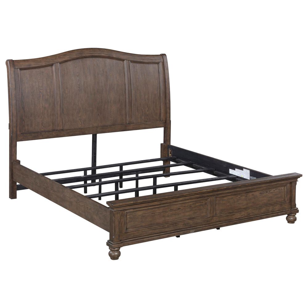 Riva Ridge Oxford Queen Sleigh Bed with Two Nightstands in Cocoa with USB Ports, , large