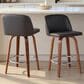 LumiSource Toriano Swivel Counter Stool with Grey Faux Leather Upholstery in Walnut and Chrome (Set of 2), , large