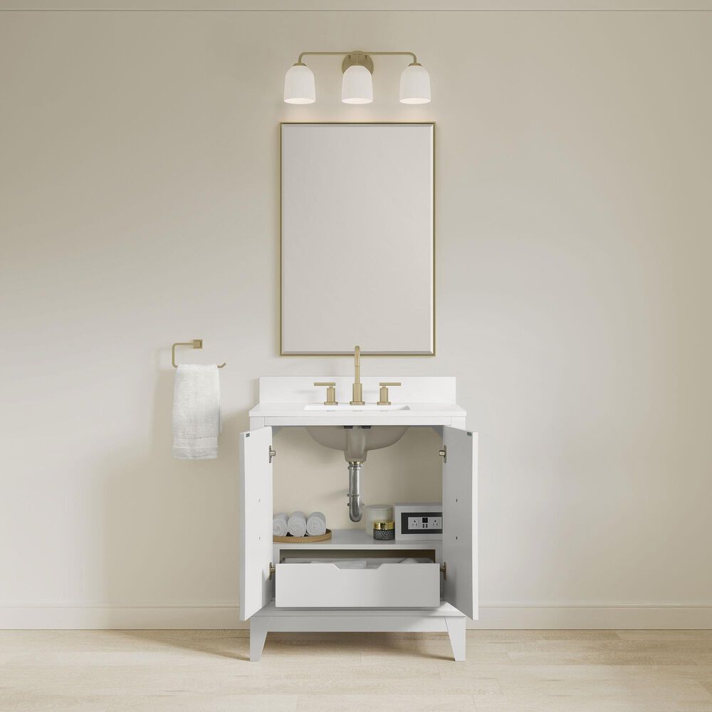 37B Fenwick 30" Single Bathroom Vanity in Bright White with Glossy White Composite Stone Top and Backsplash, , large