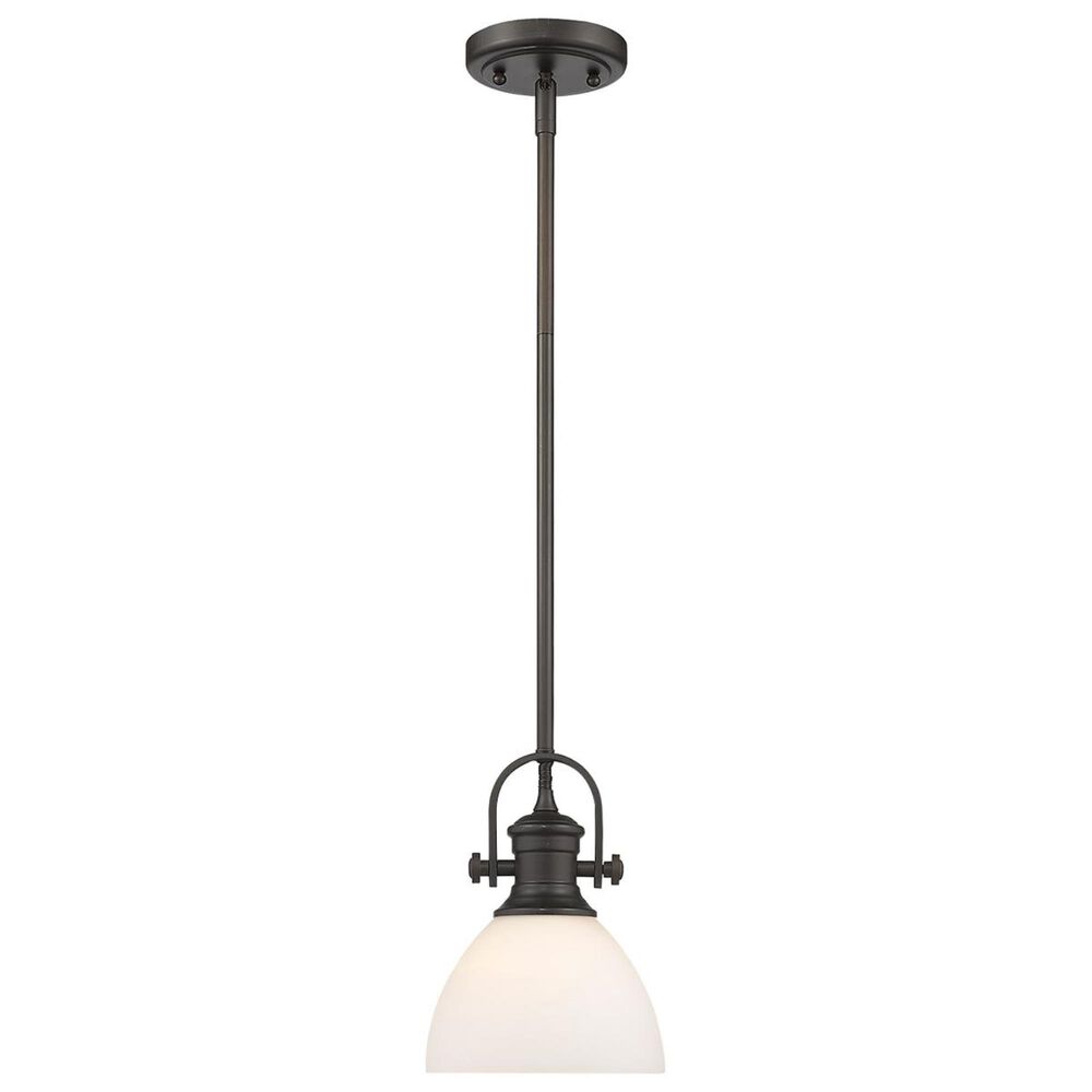 Golden Lighting Hines Mini Pendant in Rubbed Bronze with Opal Glass, , large